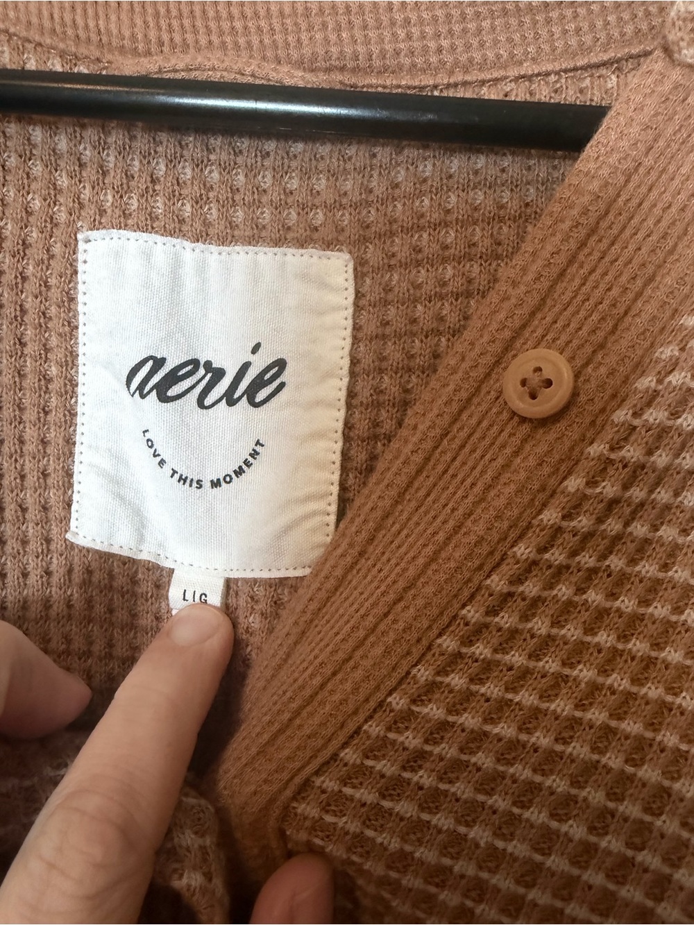 aerie Lumber Jane Button Down Shirt in Camel Brown Size Large Oversized Fall - Picture 4 of 5